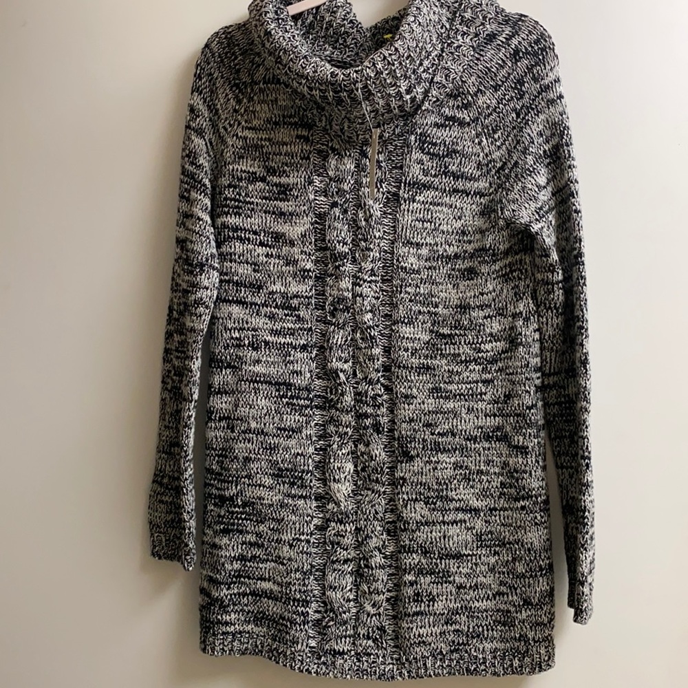 Ann Taylor Black and White Cowl Neck Sweater